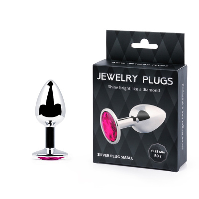 SILVER PLUG SMALL (втулка анальная) цвет кристалла рубиновый, L 72 мм, D 28 мм, вес 50г, (SS-14)