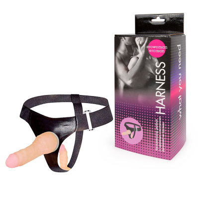 ФАЛЛОИМИТАТОР ДВОЙНОЙ (С НАРУЖНЫМ И ВНУТРЕННИМ ФАЛЛОСАМИ) НА ТРУСИКАХ, L 165 мм D 35 мм L 105 мм D 3