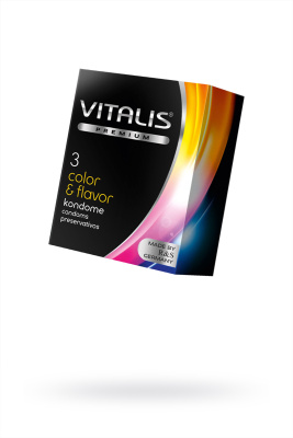Презервативы Vitalis, premium, цветные, аромат, 18 см, 5,3 см, 3 шт. (0T-00010001)