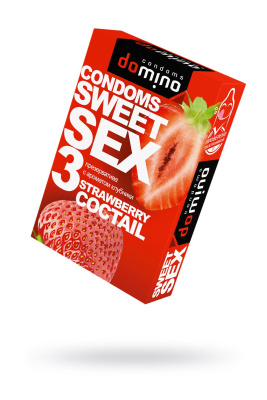 Презервативы Domino, sweet sex, латекс, клубника, 18 см, 5,2 см, 3 шт. (0T-00015976)